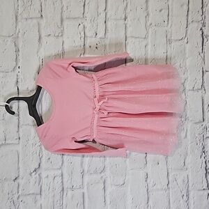 Pink glitter tulle long sleeve dress